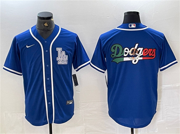 Men's Los Angeles Dodgers Team Big Logo Blue Cool Base Stitched Baseball Jerseys