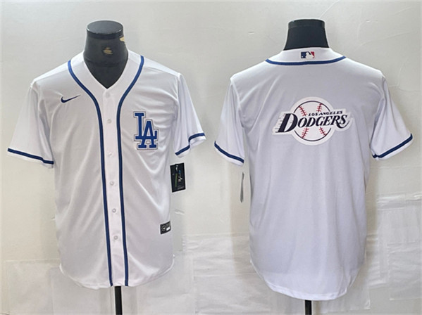 Men's Los Angeles Dodgers Team Big Logo White Cool Base Stitched Baseball Jerseys
