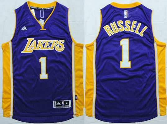 Men's Los Angeles Lakers #1 D'Angelo Russell Revolution 30 Swingman 2015 Draft New Purple Jersey