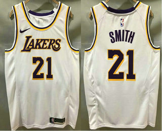 Men's Los Angeles Lakers #21 JR Smith White 2020 Nike Swingman Printed NBA Jersey