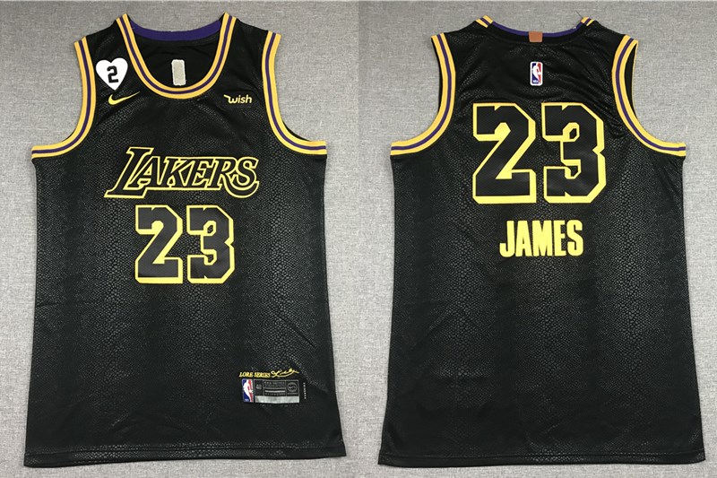 Men's Los Angeles Lakers #23 LeBron James Black NEW 2021 Nike City Edition Wish and Heart Stitched Jersey