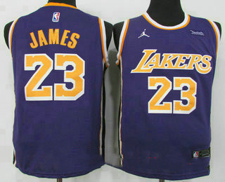 Men's Los Angeles Lakers #23 LeBron James Purple 2021 Brand Jordan