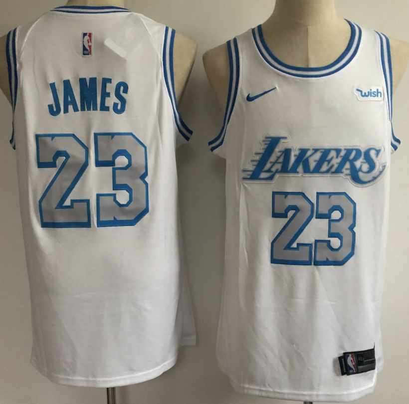 Men's Los Angeles Lakers #23 LeBron James White NEW 2021 Nike Wish City Edition Stitched Jersey