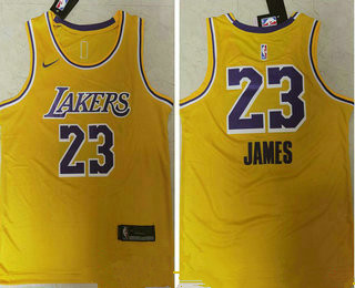 Men's Los Angeles Lakers #23 LeBron James Yellow NEW 2021 Nike Swingman Stitched NBA Jersey_副本