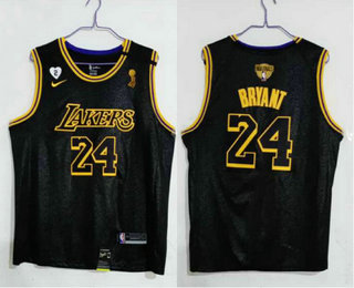 Men's Los Angeles Lakers #24 Kobe Bryant Black 2020 NBA Finals Champions Nike City Edition Stitched Jersey