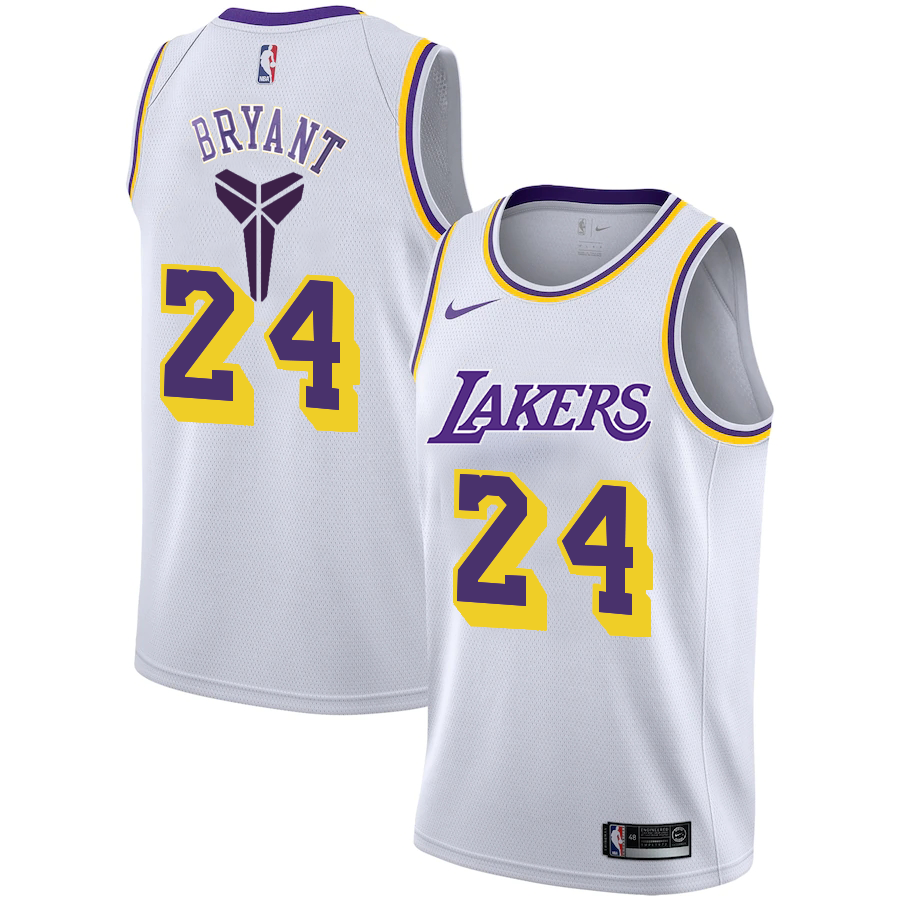 Men's Los Angeles Lakers #24 Kobe Bryant White Nike Swingman Black Mamba Logo Swingman Jeresy