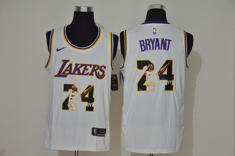 Men's Los Angeles Lakers #24 Kobe Bryant White Nike Swingman Stitched NBA Fashion Jersey