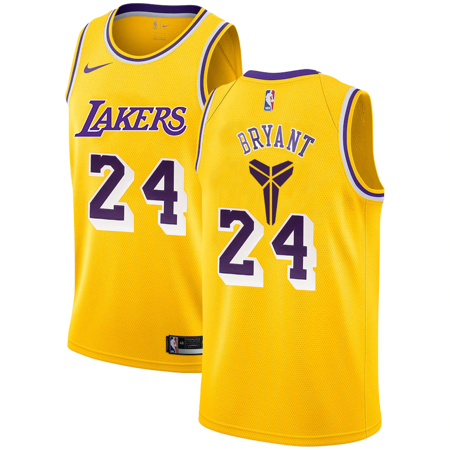 Men's Los Angeles Lakers #24 Kobe Bryant Yellow Nike Swingman Black Mamba Logo Swingman Jeresy