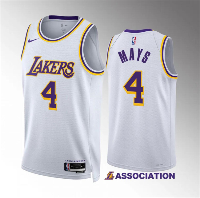 Men's Los Angeles Lakers #4 Skylar Mays White Association Edition Stitched Basketball Jersey