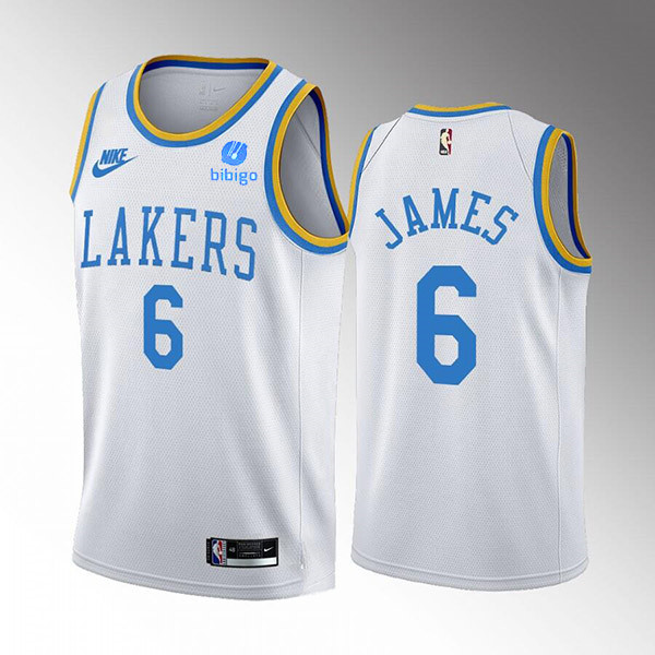 Men's Los Angeles Lakers #6 LeBron James 2022-23 White Classic Edition Stitched Basketball Jersey