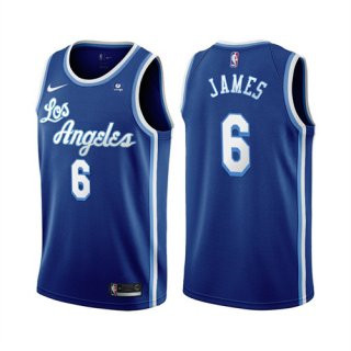 Men's Los Angeles Lakers #6 LeBron James Bibigo Blue Stitched Basketball Jersey