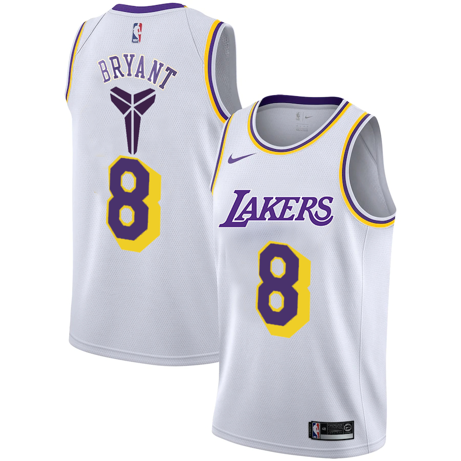 Men's Los Angeles Lakers #8 Kobe Bryant White Nike Swingman Black Mamba Logo Swingman Jeresy