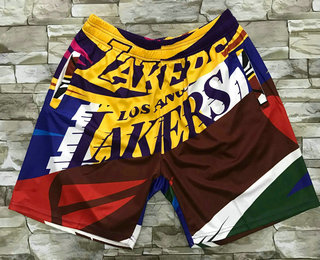 Men's Los Angeles Lakers Multi Color Hardwood Classics Soul Swingman Throwback Printed NBA Shorts