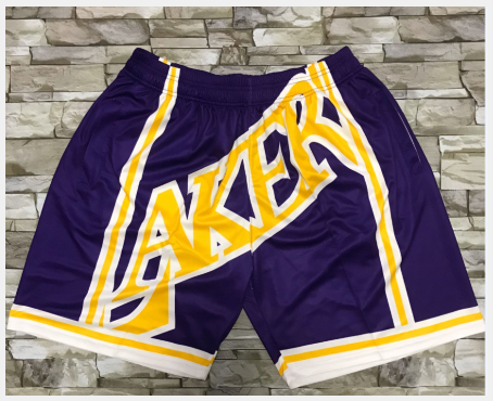 Men's Los Angeles Lakers Purple Big Face Mitchell Ness Hardwood Classics Soul Swingman Throwback Shorts