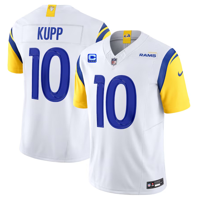 Men's Los Angeles Rams #10 Cooper Kupp White 2023 F.U.S.E. With 4-Star C Patch Vapor Vapor Limited Football Stitched Jersey