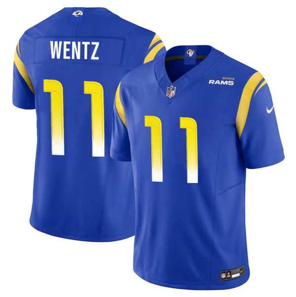 Men's Los Angeles Rams #11 Carson Wentz Blue 2023 F.U.S.E. Vapor Untouchable Limited Football Stitched Jersey