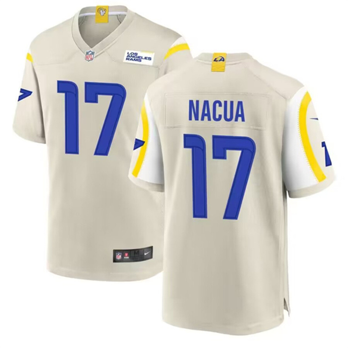 Men's Los Angeles Rams #17 Puka Nacua Bone Stitched Game Jersey