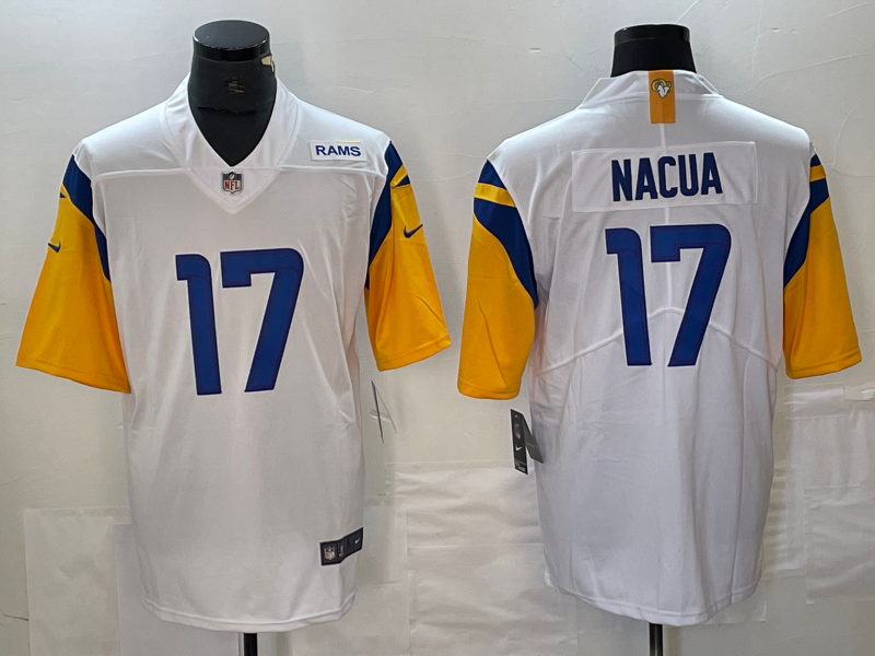 Men's Los Angeles Rams #17 Puka Nacua White Vapor Untouchable Limited Football Stitched Jersey