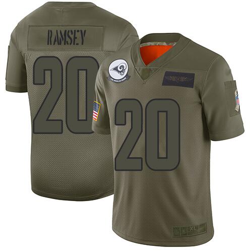 Men's Los Angeles Rams #20 Jalen Ramsey 2019 Camo Salute To Service Limited Stitched NFL Jersey