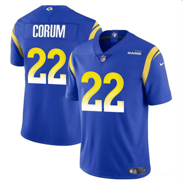 Men's Los Angeles Rams #22 Blake Corum Blue 2024 Draft Vapor Untouchable Football Stitched Jersey