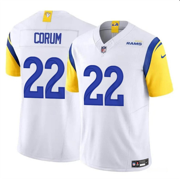 Men's Los Angeles Rams #22 Blake Corum White 2024 Draft F.U.S.E. Vapor Untouchable Football Stitched Jersey