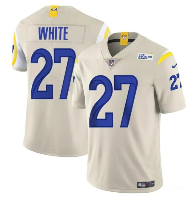 Men's Los Angeles Rams #27 Tre'Davious White Bone Vapor Untouchable Football Stitched Jersey