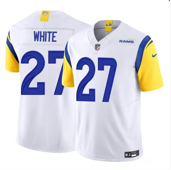 Men's Los Angeles Rams #27 Tre'Davious White White 2024 F.U.S.E. Vapor Untouchable Football Stitched Jersey