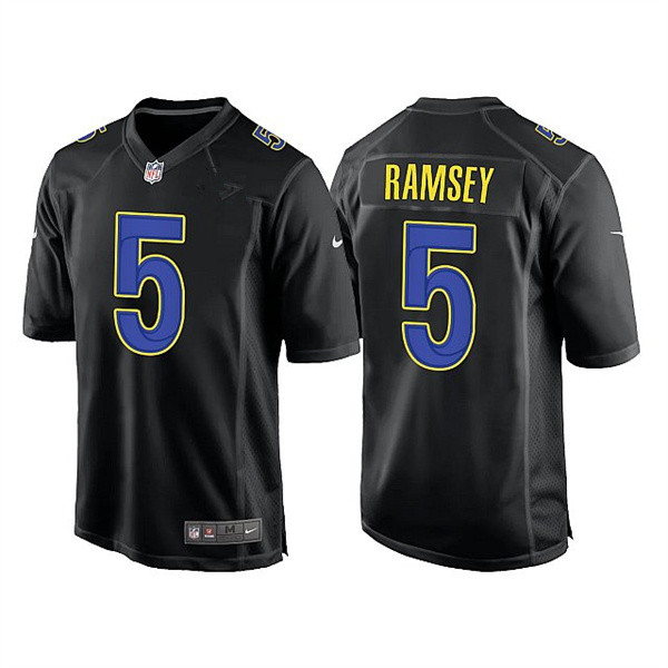Men's Los Angeles Rams #5 Jalen Ramsey 2022 Black Game Stitched Jersey