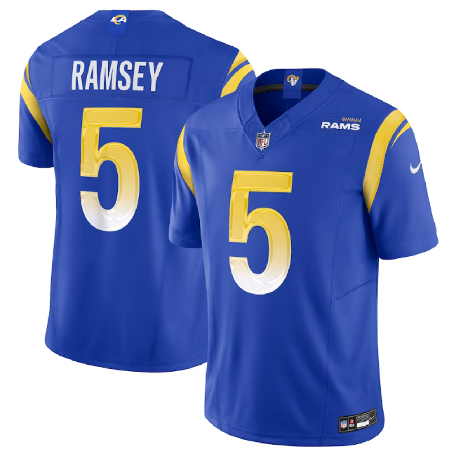 Men's Los Angeles Rams #5 Jalen Ramsey Blue 2023 F.U.S.E. Vapor Untouchable Limited Football Stitched Jersey