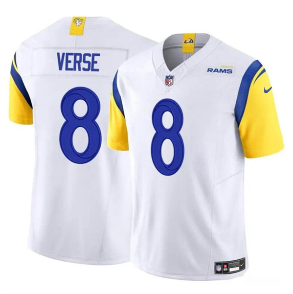 Men's Los Angeles Rams #8 Jared Verse White 2024 Draft F.U.S.E. Vapor Untouchable Football Stitched Jersey