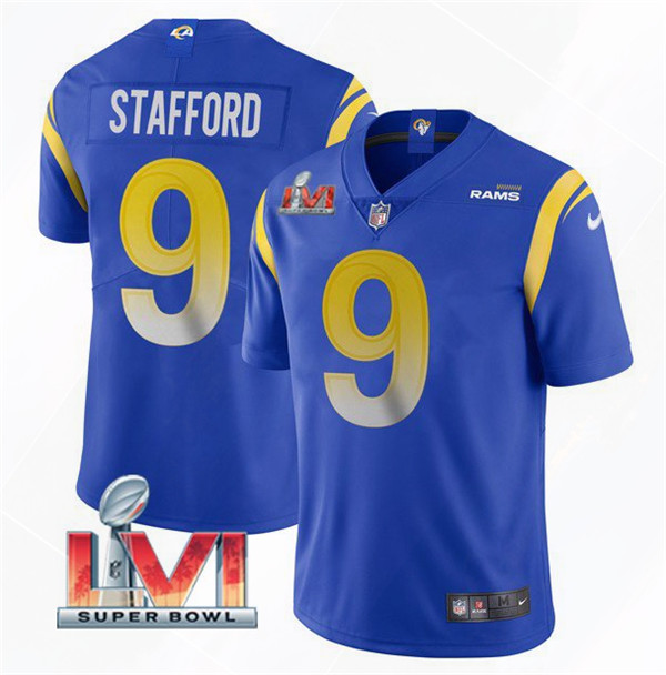 Men's Los Angeles Rams #9 Matthew Stafford 2022 Royal Super Bowl LVI Vapor Limited Stitched Jersey
