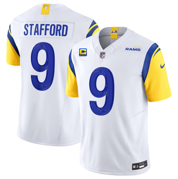 Men's Los Angeles Rams #9 Matthew Stafford White 2023 F.U.S.E. With 4-Star C Patch Vapor Untouchable Limited Football Stitched Jersey