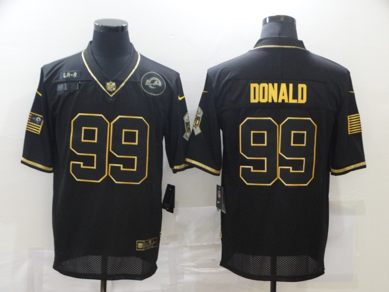 Men's Los Angeles Rams #99 Aaron Donald Black Gold 2020 Salute To Service Stitched NFL Nike Limited Jersey