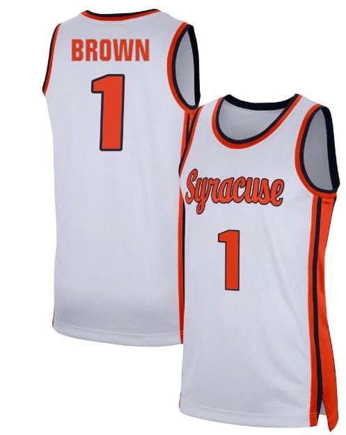 Men's Maliq Brown Syracuse Orange #1 Replica Retro Basketball Jersey - White