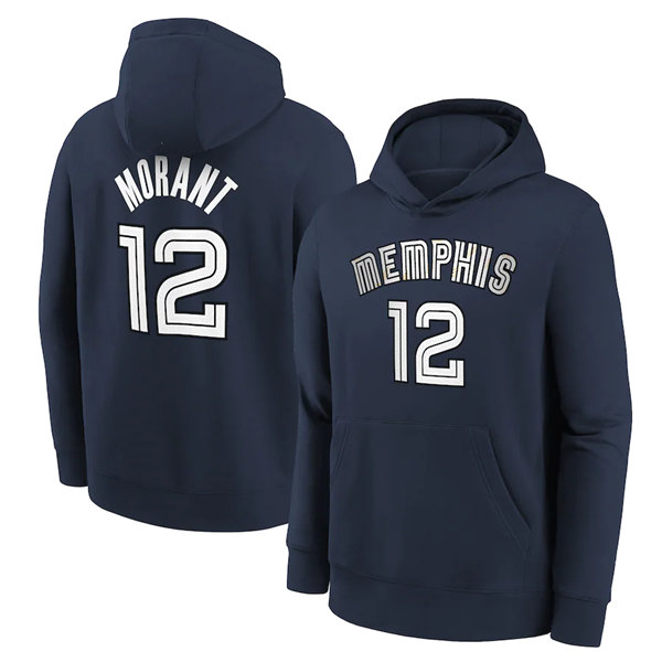 Men's Memphis Grizzlies #12 Ja Morant 2021 Navy Pullover Hoodie