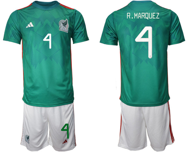 Men's Mexico #4 Márquez Green Home Soccer 2022 FIFA World Cup Jerseys Suit
