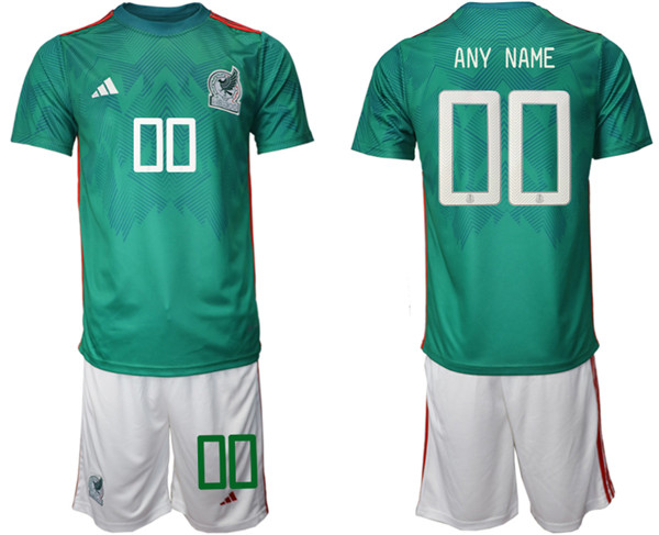Men's Mexico Custom Green Home Soccer Jersey Suit 2022 FIFA World Cup Jerseys