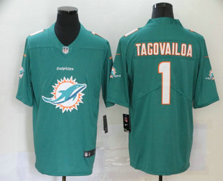 Men's Miami Dolphins #1 Tua Tagovailoa Green 2020 Big Logo Vapor Untouchable Stitched NFL Nike Fashion Limited Jersey