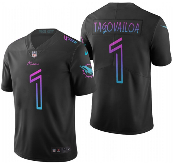Men's Miami Dolphins #1 Tua Tagovailoa black vapor Limited Stitched NFL Jersey