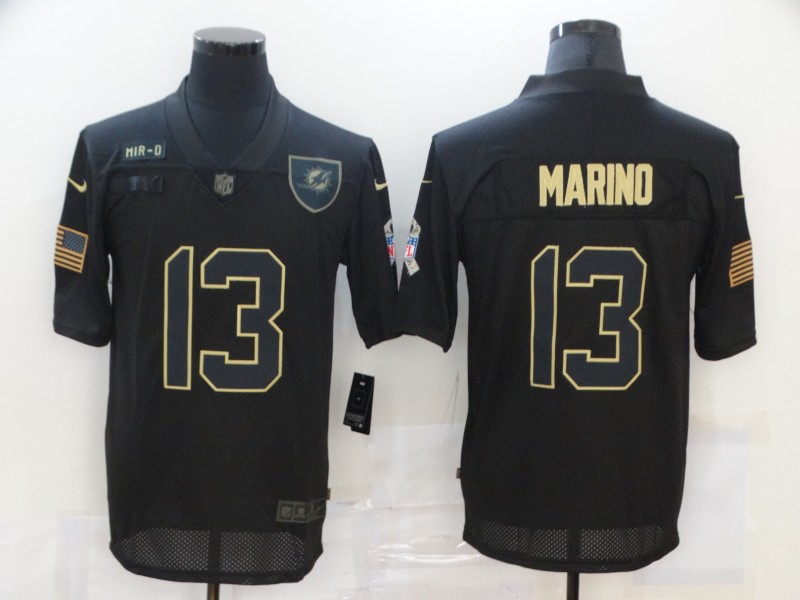 Men's Miami Dolphins #13 Dan Marino Black 2020 Salute To Service Stitched NFL Nike Limited Jersey