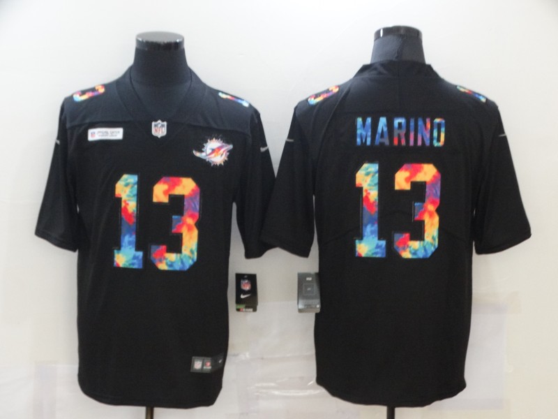 Men's Miami Dolphins #13 Dan Marino Multi-Color Black 2020 NFL Crucial Catch Vapor Untouchable Nike Limited Jersey