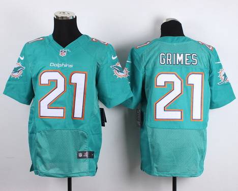 Men's Miami Dolphins #21 Brent Grimes Nike Aqua Green Elite Jersey
