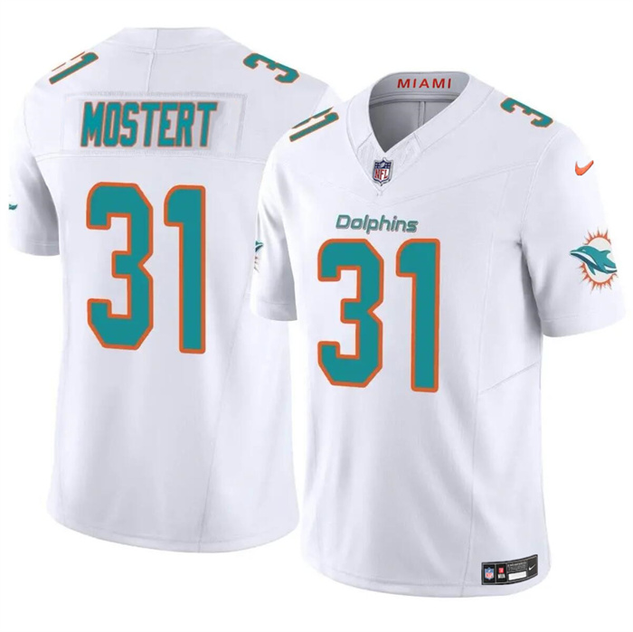 Men's Miami Dolphins #31 Raheem Mostert White 2023 F.U.S.E Alternate Vapor Limited Football Stitched Jersey