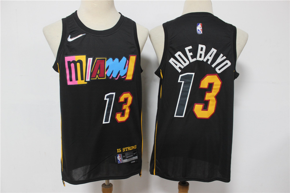 Men's Miami Heat #13 Bam Adebayo Black Diamond 2022 City Edition Swingman Stitched Jersey