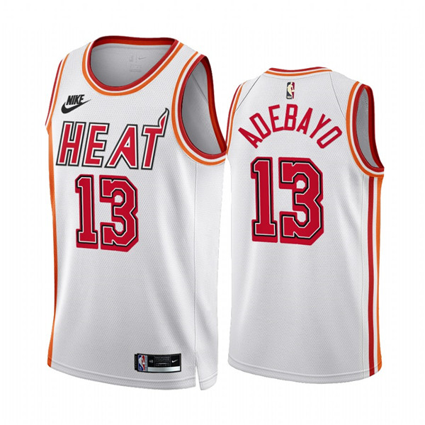 Men's Miami Heat #13 Bam Adebayo White Classic Edition Stitched Basketball Jersey