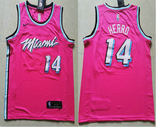 Men's Miami Heat #14 Tyler Herro Pink Nike Swingman 2019 playoffs Earned Edition Stitched Jersey