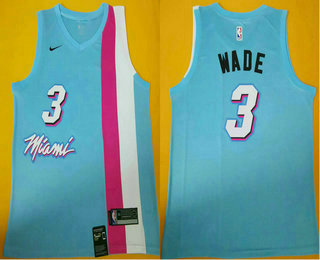 Men's Miami Heat #3 Dwyane Wade NEW Light Blue 2020 Nike Swingman Stitched NBA Jersey