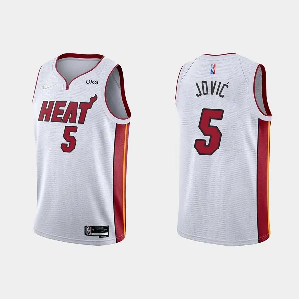 Men's Miami Heat #5 Nikola Jovic 2022 White Stitched Basketball Jersey