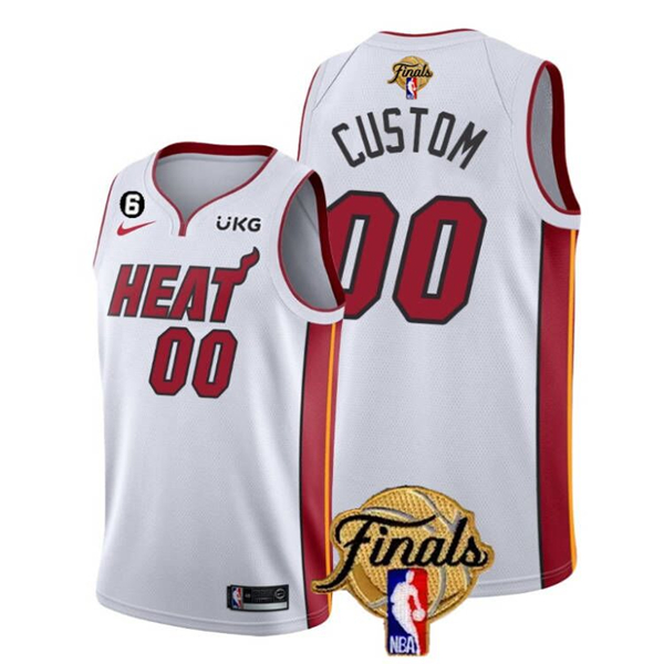 Men's Miami Heat Active Player Custom White 2023 Finals Association Edition With NO.6 Patch Stitched Basketball Jersey
