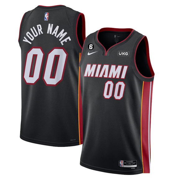 Men's Miami Heat Customized Black Icon Edition With NO.6 Patch Stitched Basketball Jersey